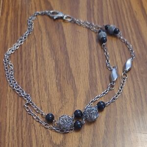 Vintage Silver and Black Multi-Strand Necklace